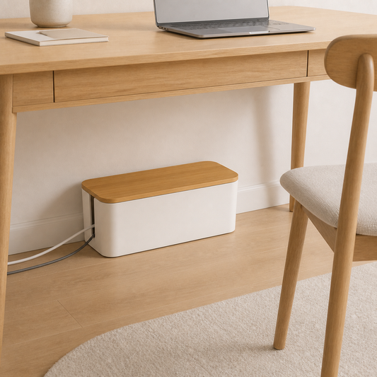 Kabelbox med bambulock