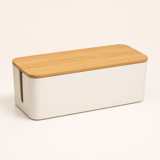Kabelbox med bambulock