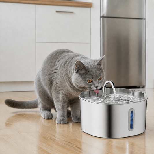 Kattfontän i rostfritt stål 2,2 L